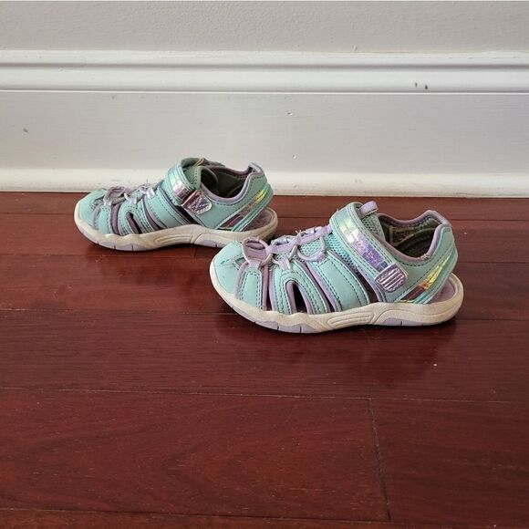 Wonder Nation blue/purple toddler girl closed toe sandals - Picture 6 of 9